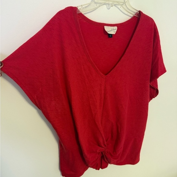 Universal Thread Red Short Sleeve Tie Front T-Shirt - Picture 4 of 5